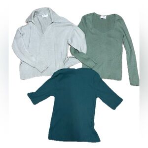 Women's Sweater Set - Gray, Green, Teal